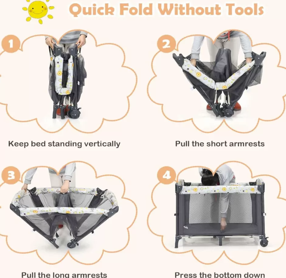 Online Baby Direct Rever Bebe 4 in 1 Baby Portacot, Co sleeper bassinet with changing station