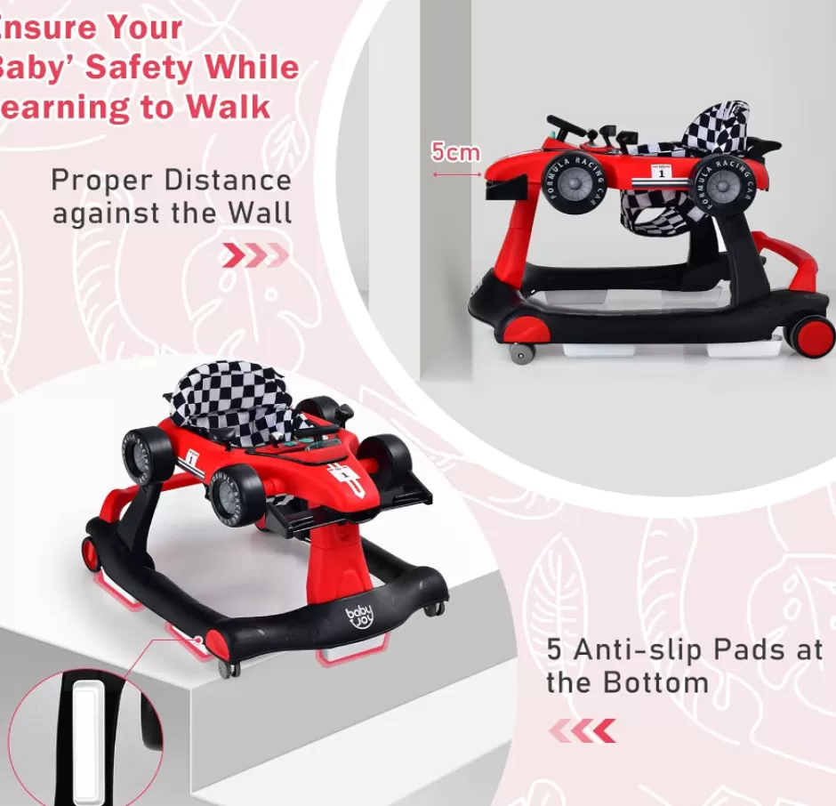 Hot Baby Direct Rever Bebe 4 in 1 Car Race Foldable Activity Baby Walker With Music