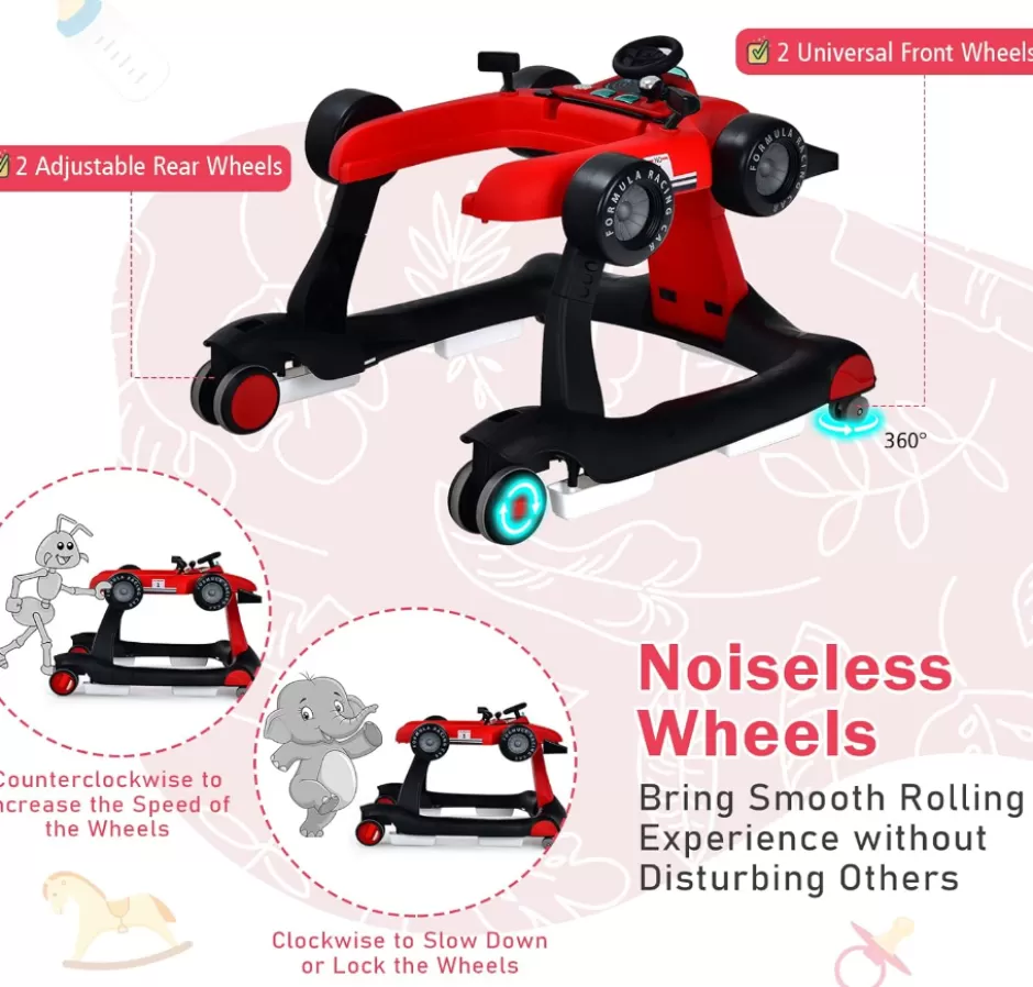 Hot Baby Direct Rever Bebe 4 in 1 Car Race Foldable Activity Baby Walker With Music