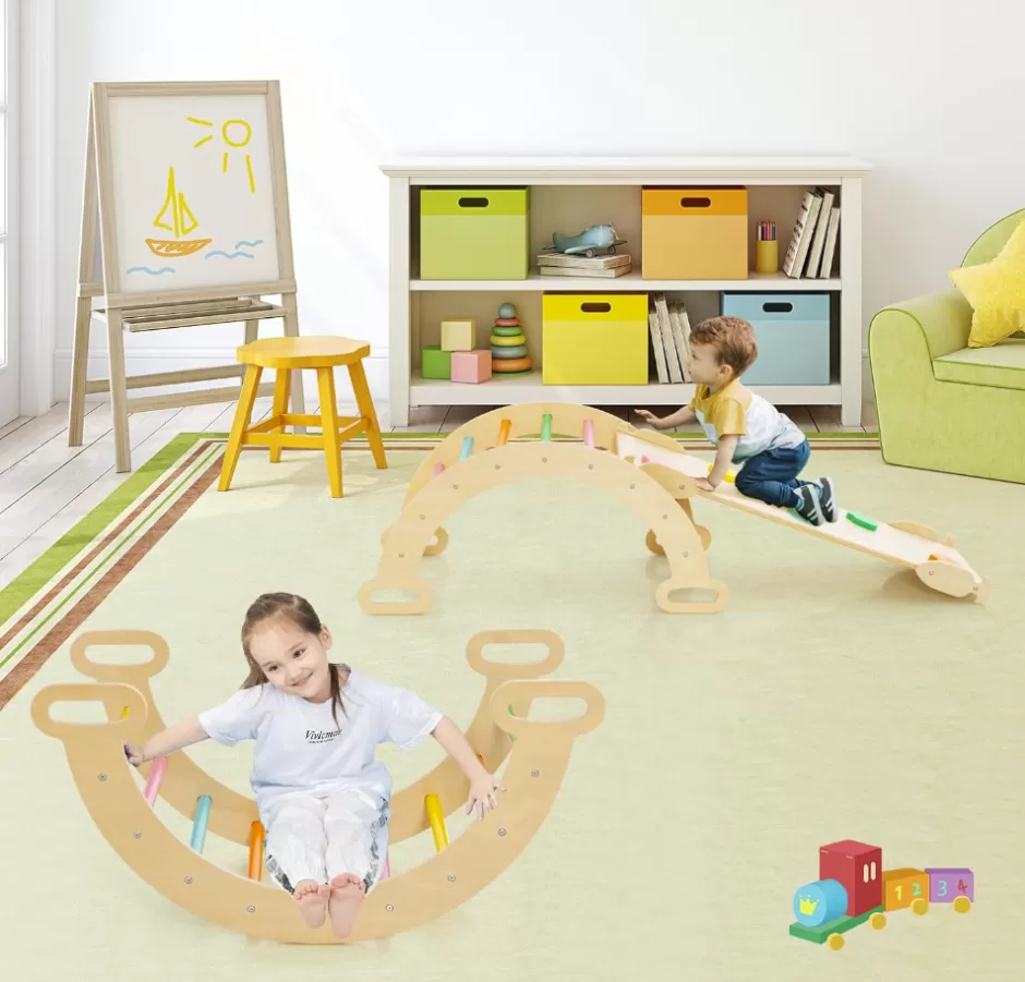 Flash Sale Baby Direct Rever Bebe 5 in 1 Kids Triangle Climbing Toys Set Natural