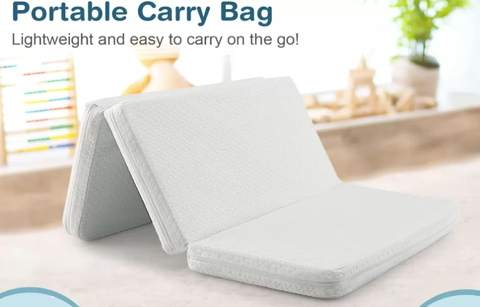 Online Baby Direct Rever Bebe Folding Baby Cot Mattresses, 97 x 68 x 5cm Dual-Sided Foam Crib Mattresses