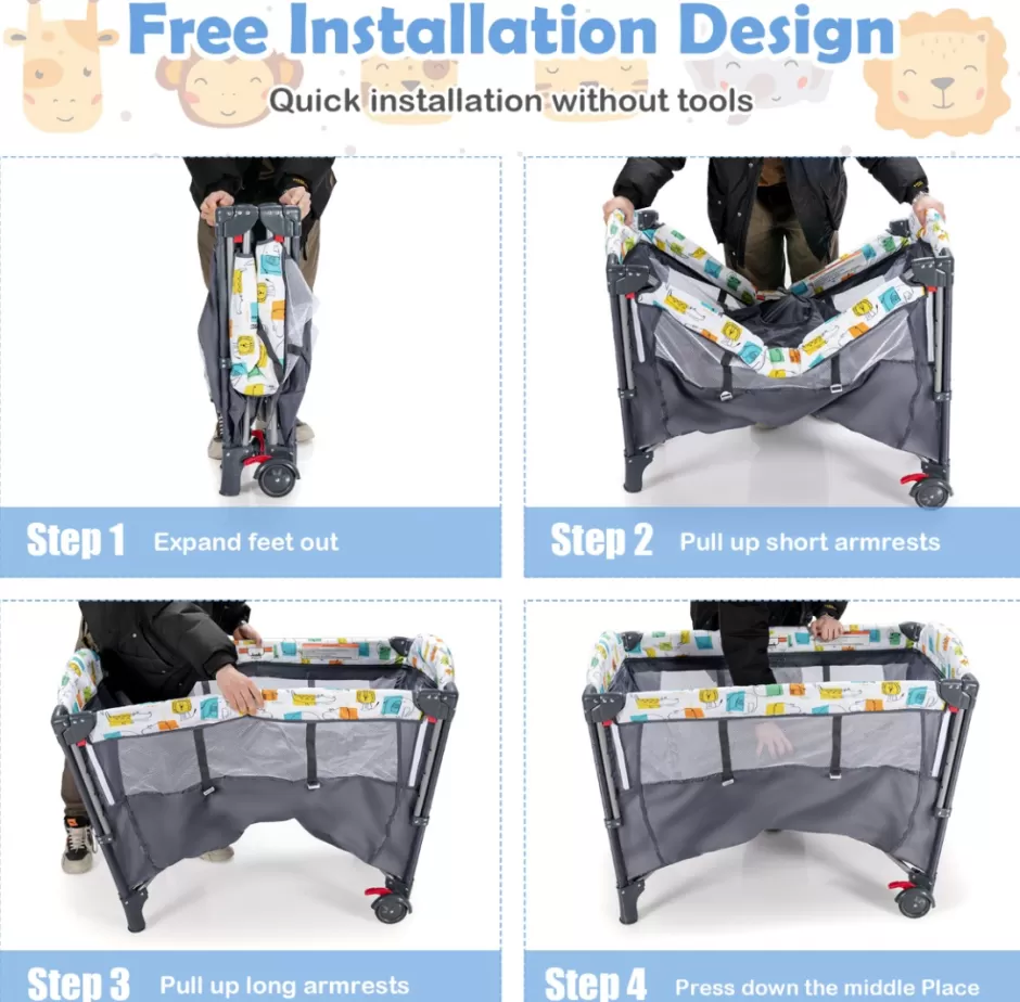 Online Baby Direct Rever Bebe 5-in-1 Adjustable Bedside Portacot/travel cot with Changing Table