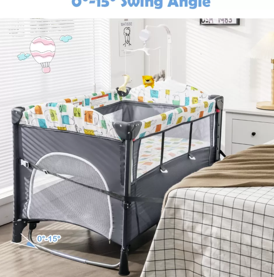 Online Baby Direct Rever Bebe 5-in-1 Adjustable Bedside Portacot/travel cot with Changing Table