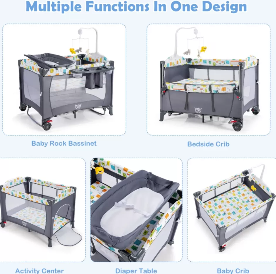 Online Baby Direct Rever Bebe 5-in-1 Adjustable Bedside Portacot/travel cot with Changing Table