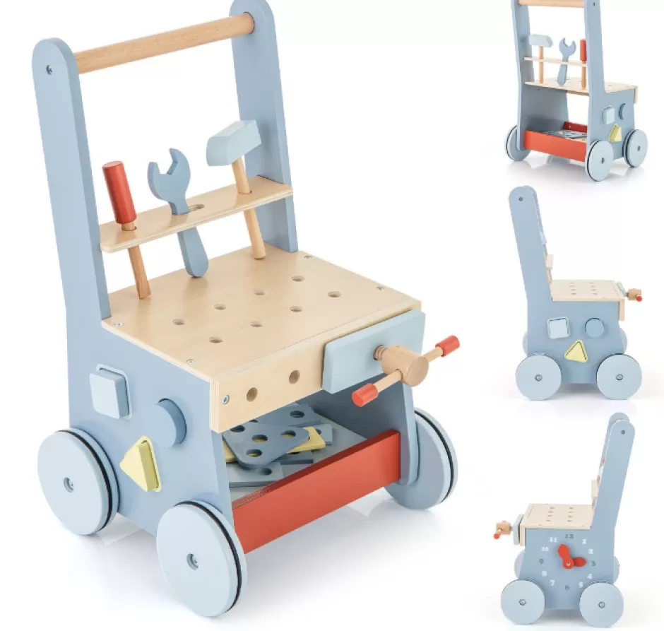Sale Baby Direct Rever Bebe 2-in-1 Wooden Toddler Push Walker and Tool Toy with Bottom Storage