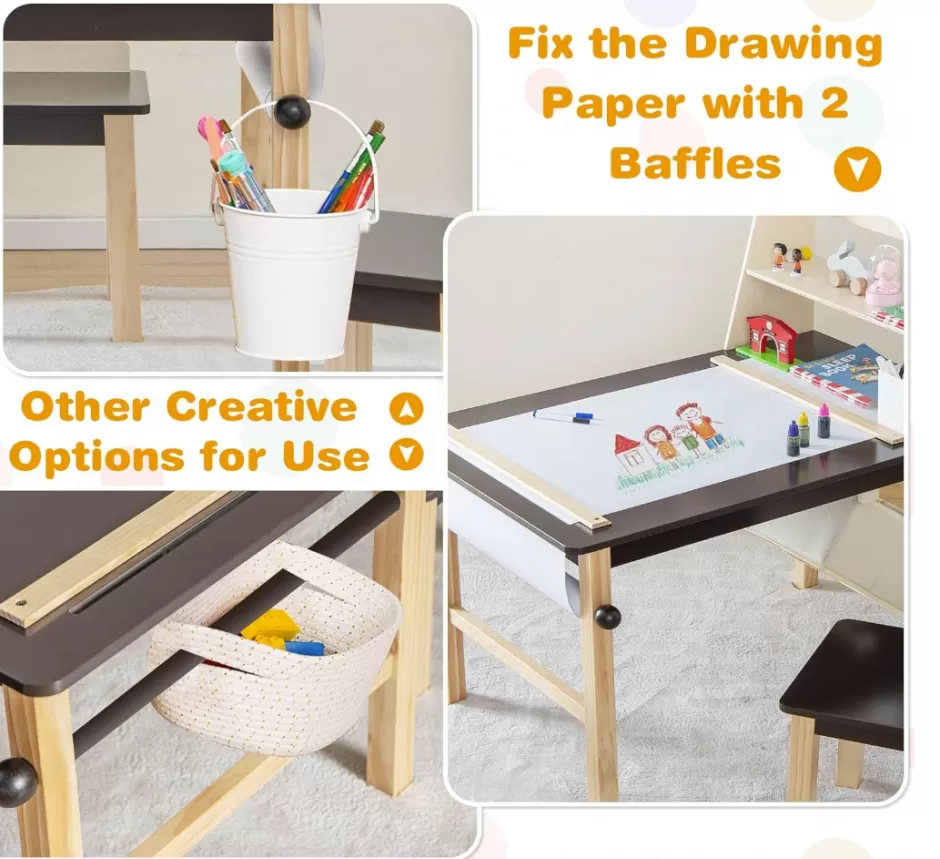 Fashion Baby Direct Rever Bebe Kids Art Table & 2 Chairs Set