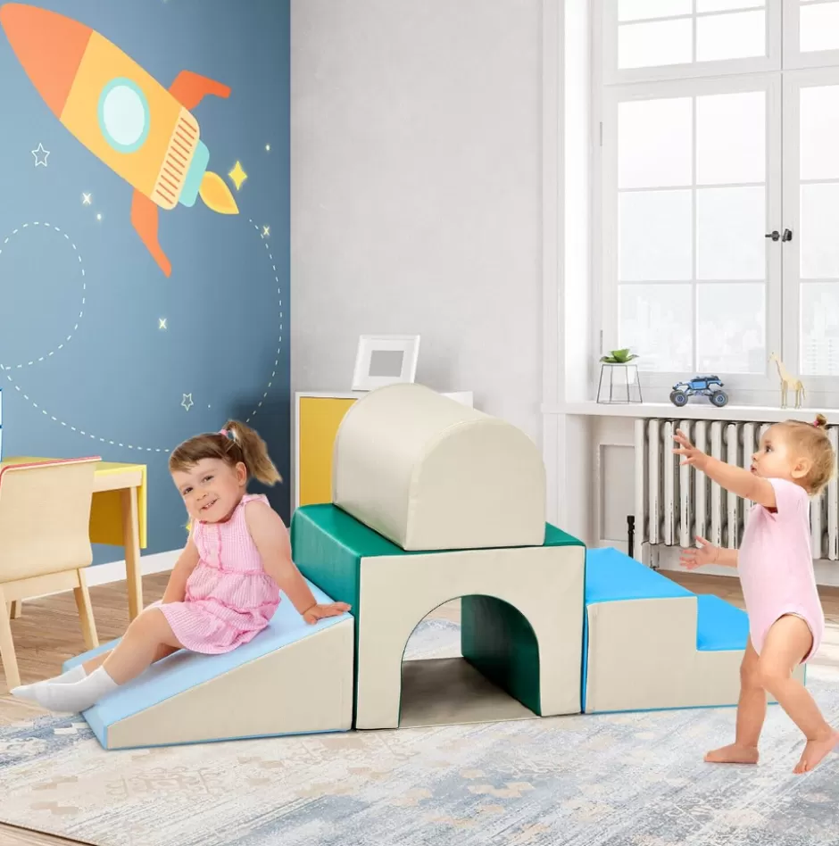 Clearance Baby Direct Rever Bebe  Kids Crawl & Climb Foam Play Set, 4 Pieces Baby Single-Tunnel Foam Climber