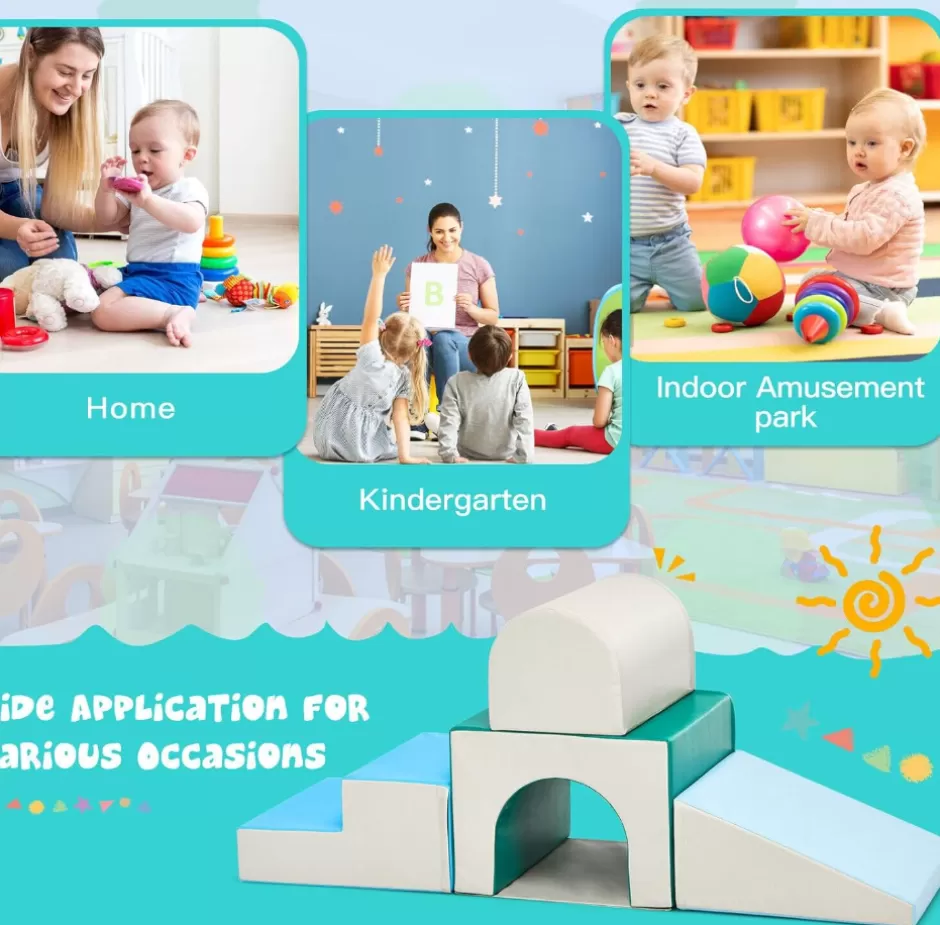 Clearance Baby Direct Rever Bebe  Kids Crawl & Climb Foam Play Set, 4 Pieces Baby Single-Tunnel Foam Climber