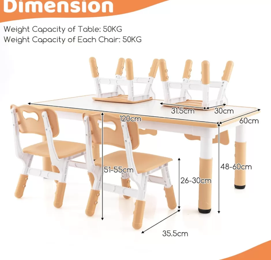 New Baby Direct Rever Bebe Kids Table and 4 Chairs Set, Height Adjustable Toddler Desk