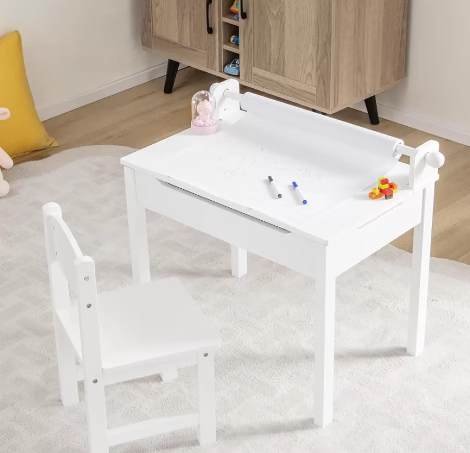 Outlet Baby Direct Rever Bebe Kids Table and Chairs Set w/Paper Roll Holder
