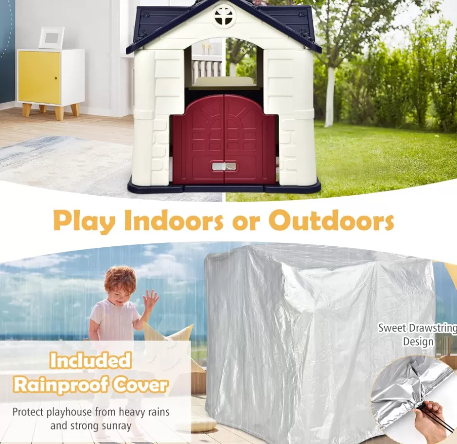 Best Sale Baby Direct Rever Bebe  Playhouse for Kids, Outdoor Garden Games Cottage w/Working Doors & Windows, Pretend Toy House w/Picnic Table