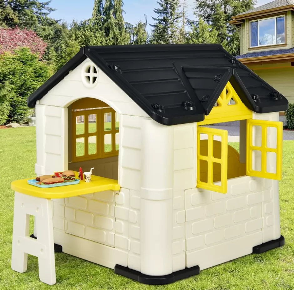 Best Sale Baby Direct Rever Bebe  Playhouse for Kids, Outdoor Garden Games Cottage w/Working Doors & Windows, Pretend Toy House w/Picnic Table