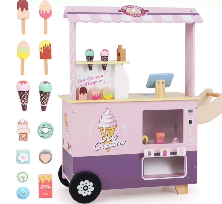 Best Sale Baby Direct Rever Bebe Wooden Ice Cream Cart for Kids