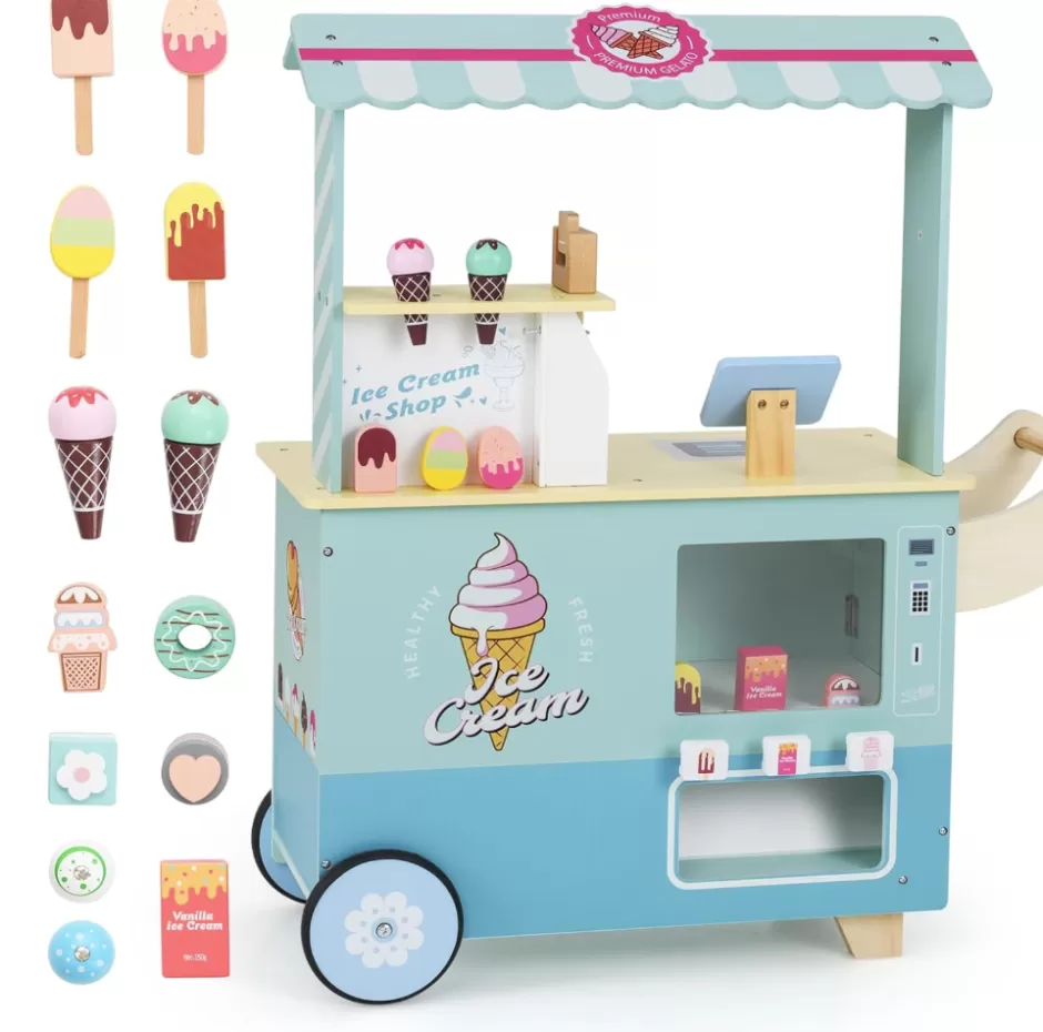 Best Sale Baby Direct Rever Bebe Wooden Ice Cream Cart for Kids