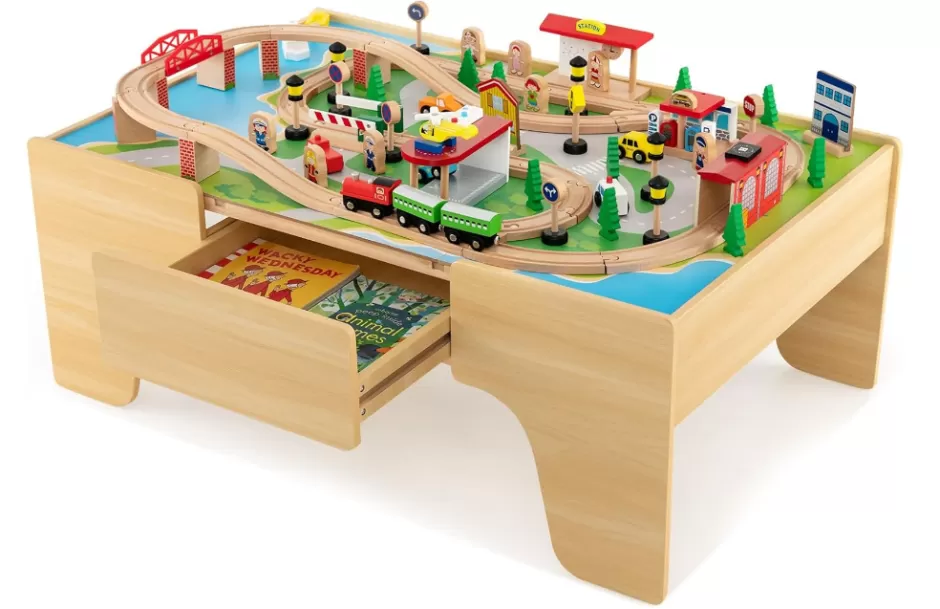 Shop Baby Direct Rever Bebe Wooden Train Railway Activity Table Set