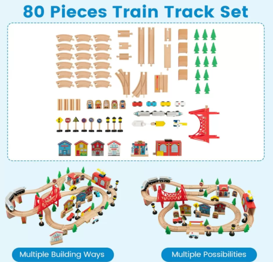 Hot Baby Direct Rever Bebe Wooden Train Railway Table Set Multi Color