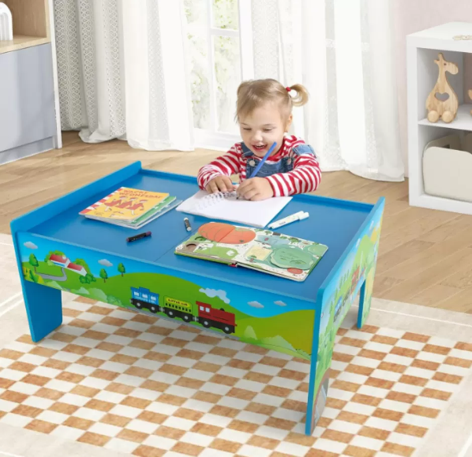 Hot Baby Direct Rever Bebe Wooden Train Railway Table Set Multi Color