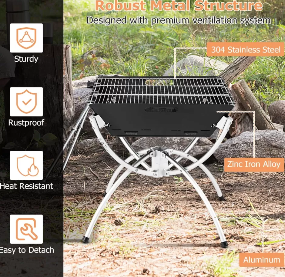 Shop Baby Direct Rever Living Camping Campfire BBQ Grill, 3-in-1 Portable Firewood Charcoal Fire Pit