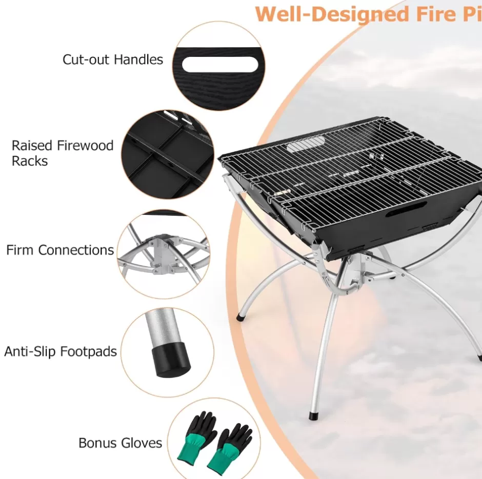 Shop Baby Direct Rever Living Camping Campfire BBQ Grill, 3-in-1 Portable Firewood Charcoal Fire Pit