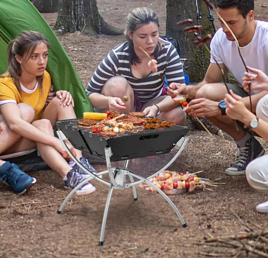 Shop Baby Direct Rever Living Camping Campfire BBQ Grill, 3-in-1 Portable Firewood Charcoal Fire Pit