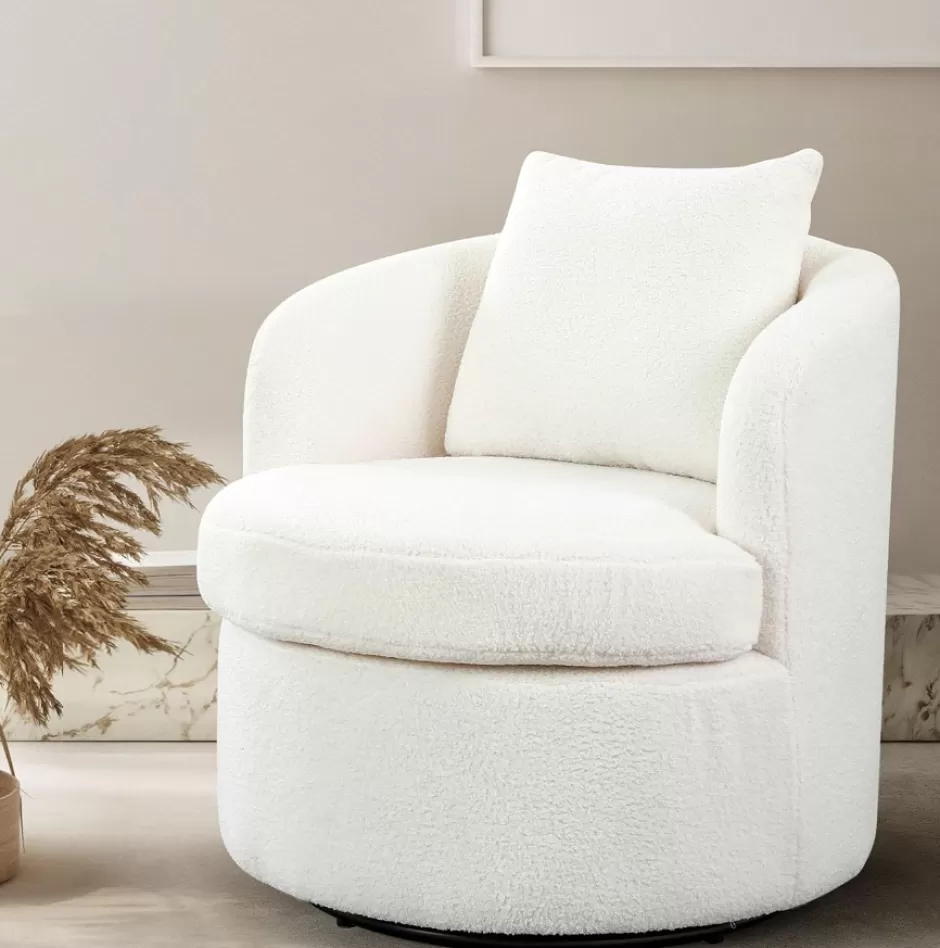 Shop Baby Direct Rever Living Luxo Swivel Chair in Vanilla Boucle