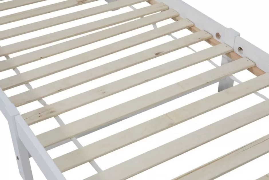Cheap Baby Direct Single Size Solid Pine Timber Bed Frame with Bookshelf Headboard- White