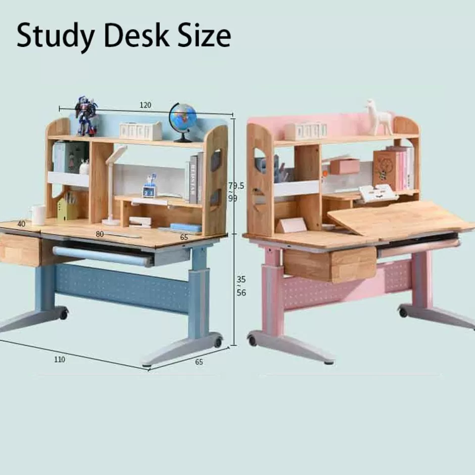 Fashion Baby Direct Solid Rubber Wood Height Adjustable Children Kids Ergonomic Pink Study Desk Only 120cm AU