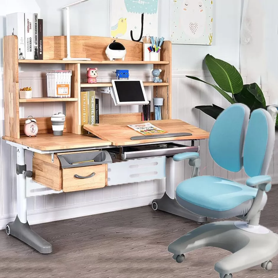 Cheap Baby Direct Solid Rubber Wood Height Adjustable Children Kids Ergonomic Study Desk Only 120cm AU