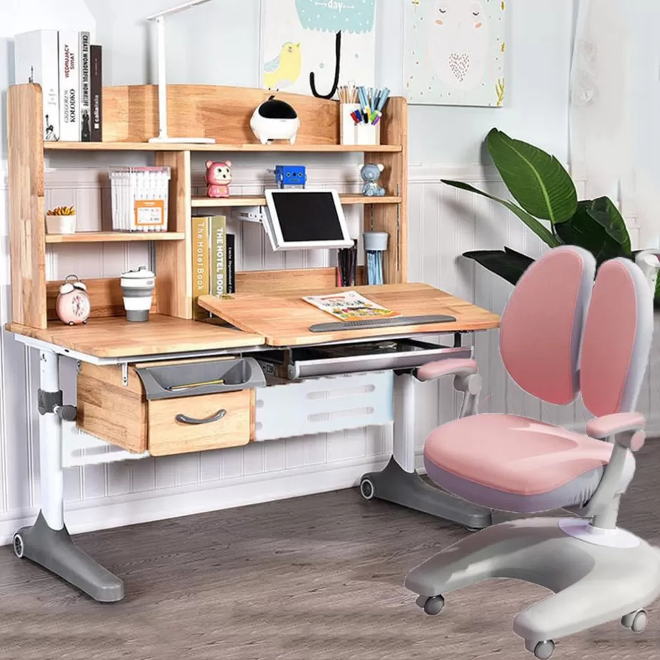 Cheap Baby Direct Solid Rubber Wood Height Adjustable Children Kids Ergonomic Study Desk Only 120cm AU