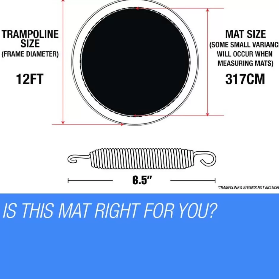 Store Baby Direct UP-SHOT 12ft Replacement Trampoline Mat - 72 Spring Round Spare Foot Parts