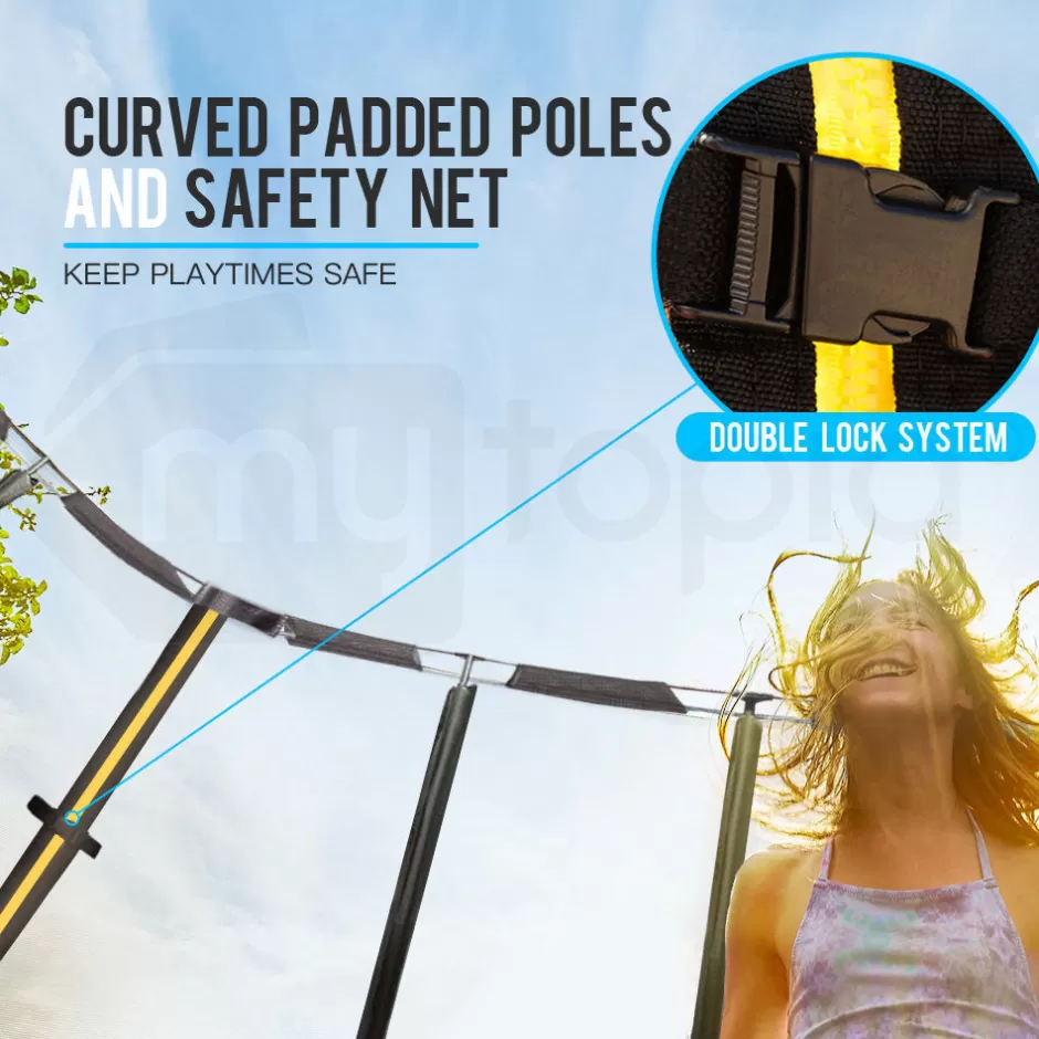 Best Baby Direct Up-Shot 10ft Round Trampoline Basketball Set Safety Net Spring Pad Ladder