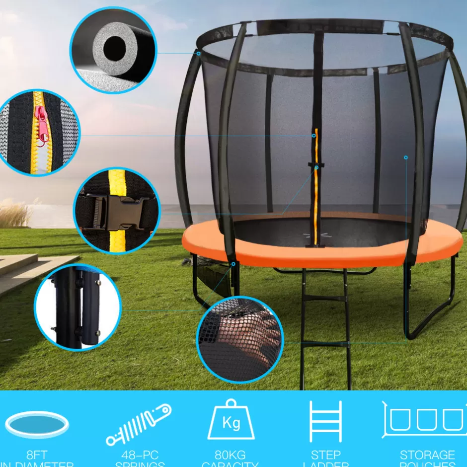 Discount Baby Direct Up-Shot 8ft Round Trampoline Enclosure Safety Net Mat Spring Pad Ladder