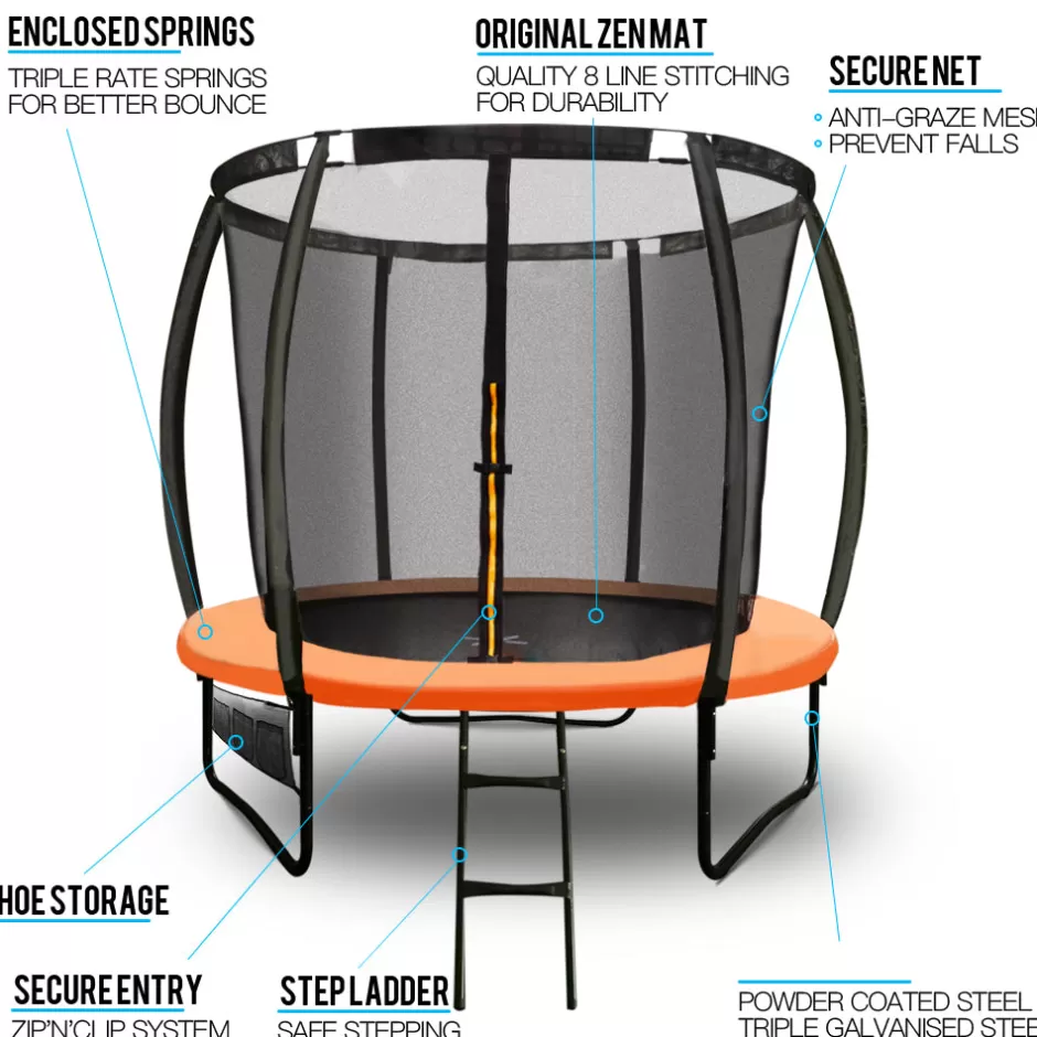 Discount Baby Direct Up-Shot 8ft Round Trampoline Enclosure Safety Net Mat Spring Pad Ladder