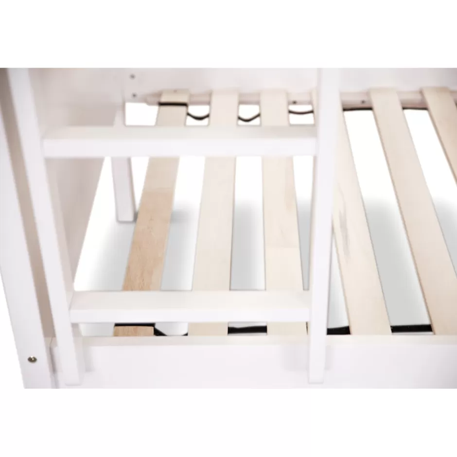 Best Sale Baby Direct Zinnia Single Bunk Bed Frame Solid Rubber Timber Wood Loft Furniture - White