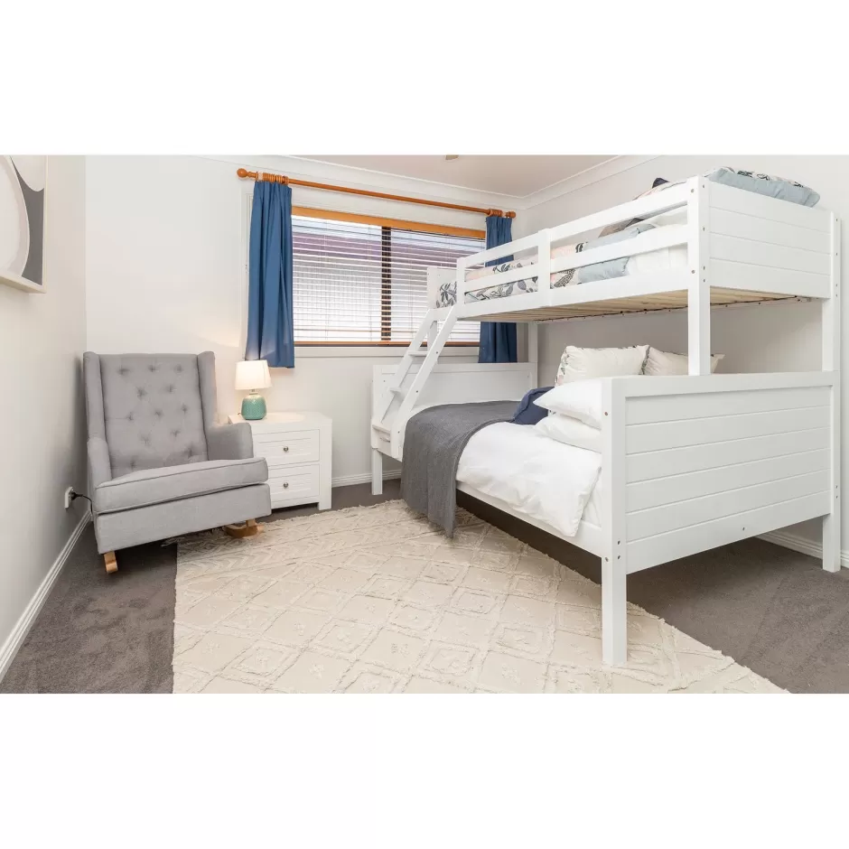 Discount Baby Direct Zinnia Single Double Bunk Bed Frame Rubber Timber Wood Loft Furniture - White